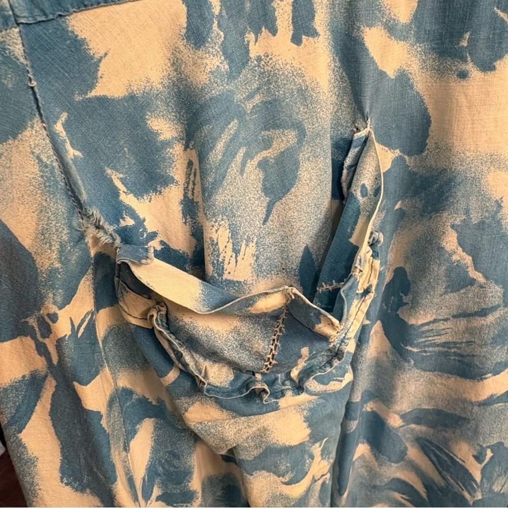 Vtg Ken Back Wrap House Coat Duster Dress Tie Behind Open Blue Floral Women’s S - Picture 4 of 6